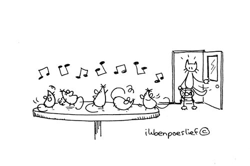 Poeslief was een een paar dagen van huis…