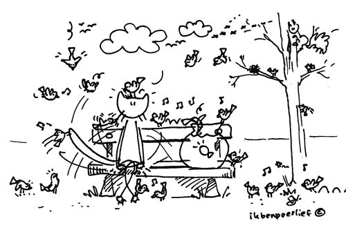 Poeslief is héél blij met al z’n nieuwe vogels… ehm, volgers op Twitter #welkom